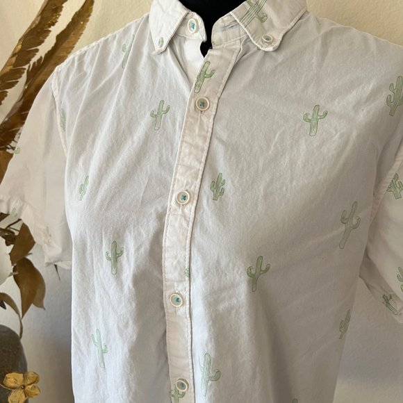 Denim & Flower Cactus Print Cotton Button Down Shirt Unisex Medium - Picture 2 of 10